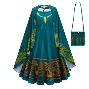 Disfraces de Halloween de Alta Calidad de la Princesa Merida para Mujeres Adultas, Disfraz de Princesa de Película con Bolso - Product Image 1