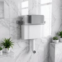 Réservoir de chasse d'eau encastré mural pour toilettes de salle de bain au design moderne, en PEHD, à double chasse mécanique/pneumatique, à poser au sol, garantie 5 ans