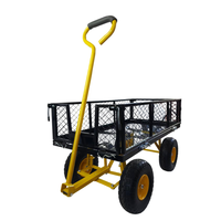 Chariot de jardin en métal robuste à 4 roues, remorque utilitaire à benne basculante avec côtés amovibles, tout-terrain, pour jardinage et agriculture, OEM