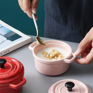 Mini <span class=keywords><strong>cocotte</strong></span> en céramique avec couvercle, peinte à la main, écologique, style bohème, pour la soupe - Product Image 4