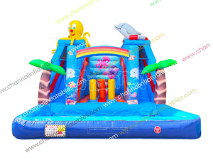 Toboggan aquatique Sea World, château gonflable, piscine gonflable, château gonflable avec toboggan, toboggan aquatique gonflable commercial - Product Image 4
