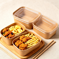 Boîte à emporter rectangulaire longue en papier multi-compartiments avec couvercle pour aliments variés