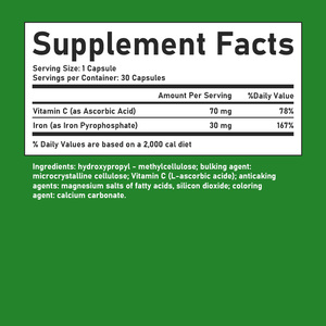 Capsules de fer de haute qualité avec vitamine C pour un cycle plus équilibré et favorisent la maintenue de niveaux sains de fer - Product Image 3