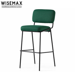 WISEMAX moderno restaurante isla <span class=keywords><strong>bar</strong></span> taburete silla MARCO DE ACERO DE METAL terciopelo falnnel mostrador altura silla para cocina <span class=keywords><strong>sillas</strong></span> de <span class=keywords><strong>bar</strong></span> - Product Image 1
