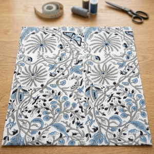Tela de Algodón Tejida a Mano con Estampado de Bloques Indios de 150 g/m², Diseño de Flor de la Pasión, Ecológica, de Alta Calidad, para Trajes, Vestidos, Almohadas y Camisas - Product Image 2