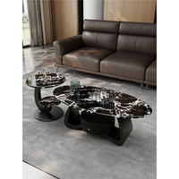 Table basse et à thé décorative moderne de luxe avec cadre métallique incurvé et rétractable pour petit salon