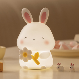 Rabbit Night Light Rechargeable Silicone <strong>Lamp</strong> Cute Animal Tabletop <strong>Lamp</strong> Perfect Sleep Companion for Kids and Teens - Product Image 1