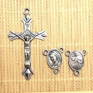 100 pz/sacchetto Croce e Centro in Lega Argento Anticato per Rosario, Crocifisso di Gesù e Centro della Divina Misericordia - Product Image 4