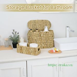 Ecoka Vietnam Handmade Rattan Woven Eco-Friendly Multifunction <b>Storage</b> <b>Basket</b> <b>Rectangle</b> Natural Color for Clothing Organizer - Product Image 5