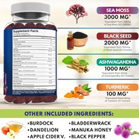 Gummies à l'huile de Nigelle, Ashwagandha, Gingembre, Sureau, Chlorophylle, Curcuma, Fucus vésiculeux, Mousse de mer et Vitamines