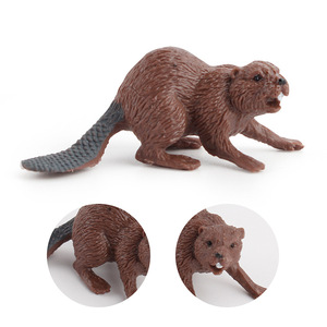 Lelewu éducation précoce modèle animal sauvage castors debout et couché posture solide mini pendentif jouet statique - Product Image 4