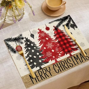 Decoraciones navideñas para mesa, <span class=keywords><strong>manteles</strong></span> <span class=keywords><strong>individuales</strong></span>, mantel rojo, verde, a cuadros, <span class=keywords><strong>manteles</strong></span> para mesa de comedor, Navidad - Product Image 6