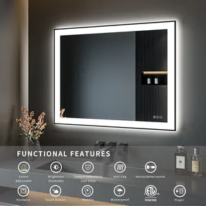 Wall-mounted Dimming Light Contemporary Anti-Corrosion Bathroom LED Lighted Mirror For Home And Hotel