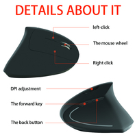 USB recargable 2,4G ergonómico Vertical inalámbrico Gaming Mouse ratón óptico para computadora experiencia de juego mejorada mano derecha 3D