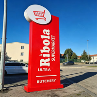 Letrero de Pylon Personalizado, Torre Guía Iluminada para Publicidad en Centros Comerciales, Letrero Direccional de Acero