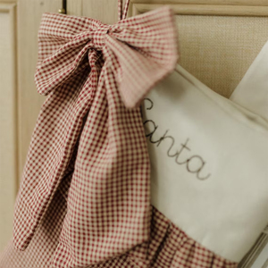 Calza di <span class=keywords><strong>Natale</strong></span> Rustica Personalizzata in Gingham Stile Fattoria, Calze in Tela a Righe con Bordo in Pizzo e Volant, Decorazione Vintage per le Feste, Articolo di Grande Successo - Product Image 3