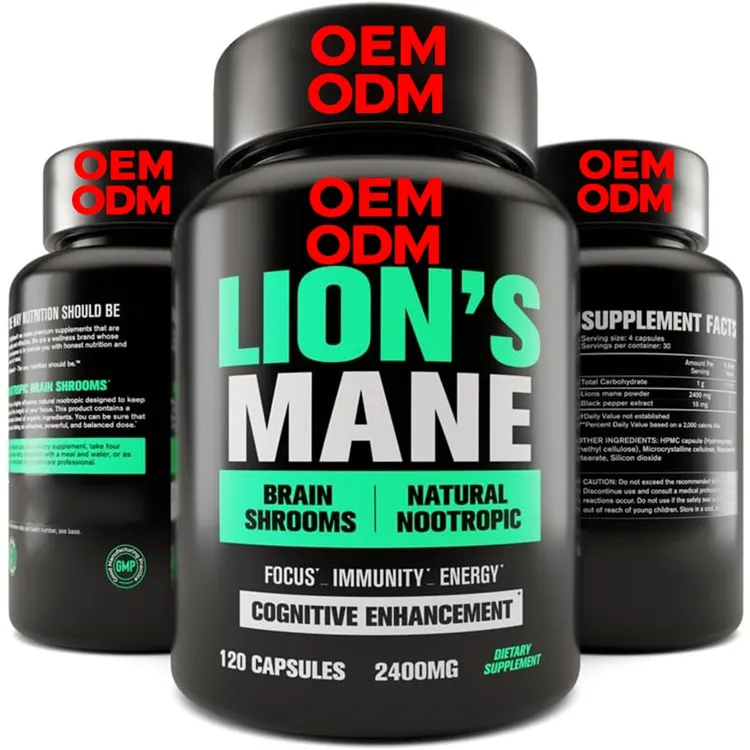 Real Lion's Supplement Powerful Nootropic Organic Lions Mane Mushroom Capsules Vegan Brain Booster Focus Pills