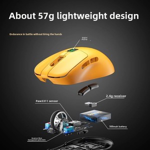 Ratón para Juegos Profesional Inalámbrico de 2.4G con Sensor PAW3311 de 24000 DPI, Modo Dual, Bluetooth, Pantalla Digital, Óptico - Product Image 4