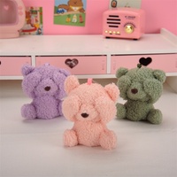 Mini porte-clés ours en peluche moelleux et coloré, breloque de sac en peluche douce et bouclée, pendentif animal en peluche pour fête d'anniversaire