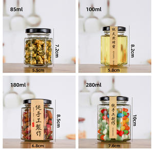 Barattolo di Vetro Esagonale a Nido d'Ape Sigillato per Facile Accesso, Contenitore Decorativo Trasparente con Coperchio in Bambù per Marmellata, Profumo - Product Image 5