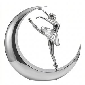 Escultura de Persona Sentada en Forma de Luna Creciente, Moderna, de Acero Inoxidable Plateado Pulido, Color Personalizado, Decoración Romántica para Pared del Hogar - Product Image 2