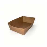Plateau en papier kraft brun jetable avec logo personnalisé |   Plateau de service pour la restauration rapide résistant à la graisse |   Boîte à sushi pour frites nachos biodégradables
