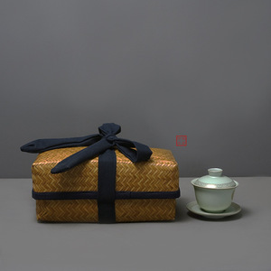 Caja de almacenamiento para juego de té de bambú hecha a mano con tapa, forma rectangular, origen Anji, organizador de escritorio, cesta de té de viaje, accesorio de fotografía - Product Image 1