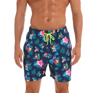 Customized Logo Mens Summer Full Digital Sublimation Printed Solid Color Beachwear Wholesale Trunk Men's Swim Shorts