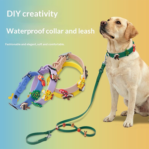 Customizable PVC Dog <b>Collar</b> Leash Set Waterproof DIY Charm <b>Pet</b> Lead for Outdoor - Product Image 3
