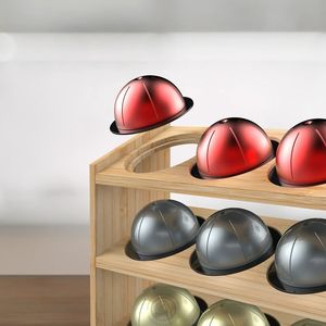 Support de dosettes <span class=keywords><strong>Nespresso</strong></span> <span class=keywords><strong>Vertuo</strong></span> en bois de bambou à 4 niveaux Étagère de <span class=keywords><strong>rangement</strong></span> de 20 capacités Étagère de cuisine à double étage pour le <span class=keywords><strong>rangement</strong></span> - Product Image 3