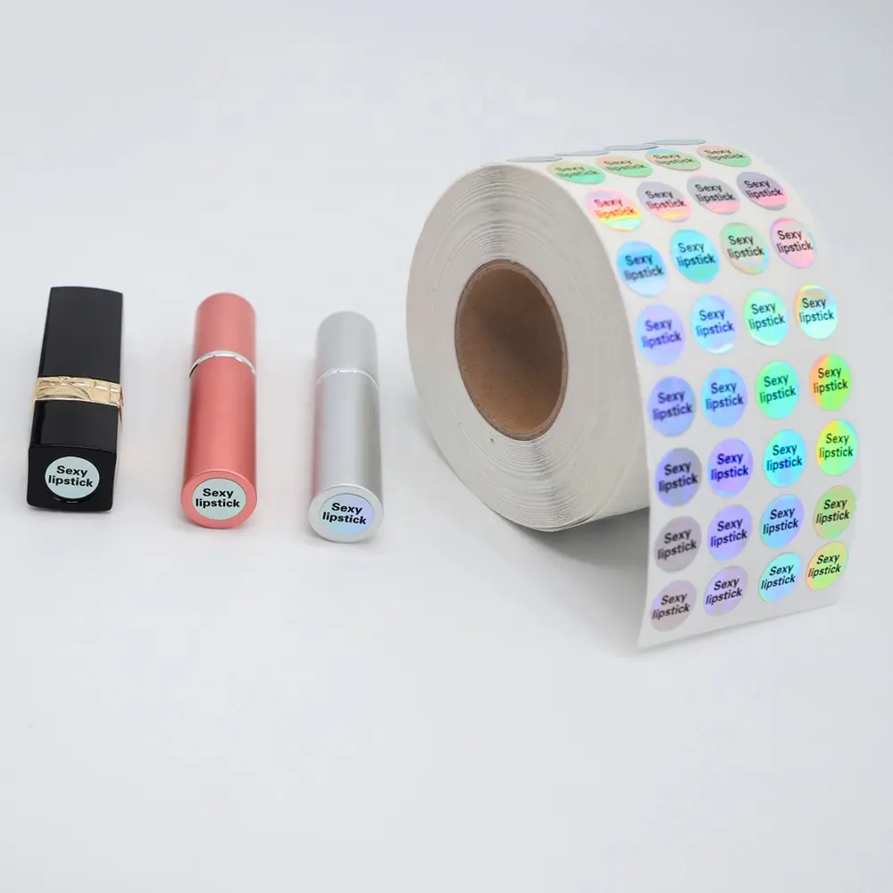Benutzer definierte selbst klebende Lip gloss Tube Bottom Number Vinyl Etiketten Private Aufkleber Lippenstift Lip gloss Etiketten für Lippen balsam Kosmetik