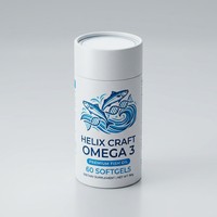 Boîte ronde en carton rigide avec bouton résistant aux enfants, personnalisée, pour l'emballage des capsules de suppléments d'huile de poisson Omega