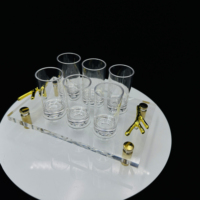 Meilleures Ventes 2024 : Cadeau d'Affaires Personnalisé pour Shabbat Kiddush, Ensemble à Liqueur Juif en Lucite, Plateau à Vin en Acrylique et Verres à Shot Style Animal