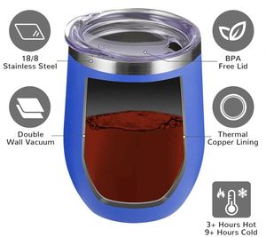 Gobelet isotherme en acier inoxydable à double paroi, forme œuf, avec logo personnalisé, pour vin et café, personnalisable - Product Image 2