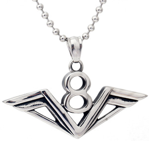 Collar con colgante de acero inoxidable con el número 8 de la suerte, diseño geométrico para hombre, regalo, uso diario, cadena para clavícula de 50 mm - Product Image 1