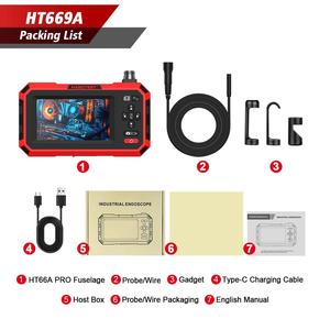 HABOTEST HT669A Pro Endoscope Industriel HD 5.0 Pouces 1080P Étanche pour la Réparation de Conduites et Automobile - Product Image 4