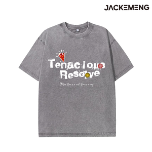 Washed Oversized Cotton Tee Fade White Brush Font Ice <strong>Cream</strong> Tiny Seal Decor Print Retro Streetwear Casual <strong>Tshirt</strong> USA - Product Image 2