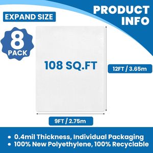 Plastic Drop Cloth 9x12 Ft 0.4 Mil <b>Waterproof</b> <b>Paint</b> Protection Furniture Covering - Product Image 6