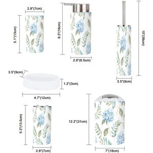 Juego de accesorios de baño de acero con estampado Floral Vintage de 6 piezas, flores de Hortensia azul, decoración rústica para encimera - Product Image 2