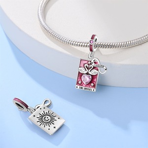 Abalorios de <span class=keywords><strong>Plata</strong></span> de Ley 925 con Circonitas Moradas y Azules, Colgantes de Flor de Pansy, Estrella y Tai Chi para DIY, Pulseras y Collares, Joyería Fina - Product Image 5