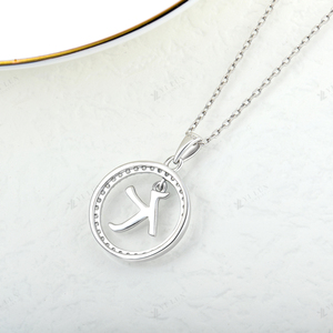 Collar con colgantes de letras redondas clásicas, Plata de Ley Unisex 925, regalo atemporal para mujeres, hombres, niños, collares de joyería fina - Product Image 5