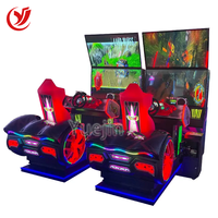 Simulateur de course HD, machine de jeu d'arcade automobile, 4 écrans, fonctionnement à pièces