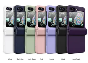 Şeker renk mat sert arka kapak ile kart tutucu eklemek katlanır düşme koruması cep telefonu kılıfı Samsung Galaxy Z Flip 6 için