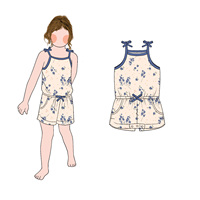 Combinaison courte pour bébé fille Little Glow Kids Factory, motif nœud mignon, sans manches, design estival tendance, en promotion