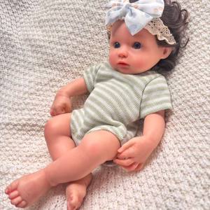 2025 Neuerscheinung <span class=keywords><strong>Premium</strong></span> 13-Zoll Lockiges Haar Weiche Lebensechte Silikon-Reborn-Babypuppen Vollkörper Kinder-Lernspielzeug MLF - Product Image 3