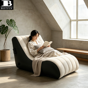 Canapé-lit gonflable confortable en forme de S, chaise longue gonflable portable en PVC floqué pour la maison, le balcon, le salon - Product Image 2