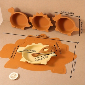 OEM y ODM sin BPA 1/2/3/4/5/6/7/8 Paquete de silicona para alimentación de bebés, juego de dinosaurios, plato, cuenco, cuchara, babero ajustable, taza abierta, taza de paja para bebé - Product Image 6