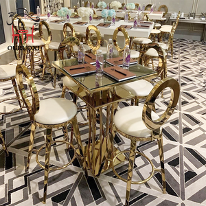 Venta al por mayor de diseño moderno de la boda decoraciones de oro de acero inoxidable al aire libre de la Mesa de <span class=keywords><strong>barra</strong></span> alta <span class=keywords><strong>para</strong></span> la boda - Product Image 4
