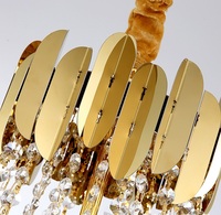 Lustre suspendu en cristal à 5 niveaux de design moderne, luminaire suspendu en métal doré, luminaire suspendu au plafond LED pour salon, salle à manger