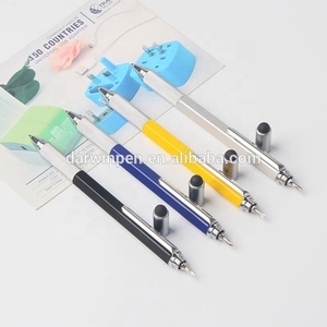 Stylo à bille multifonctionnel en métal <span class=keywords><strong>6</strong></span> en 1 avec règle de niveau et tournevis à bulle Pointe d'écriture 1.0mm Encre noire/bleue - Product Image 4